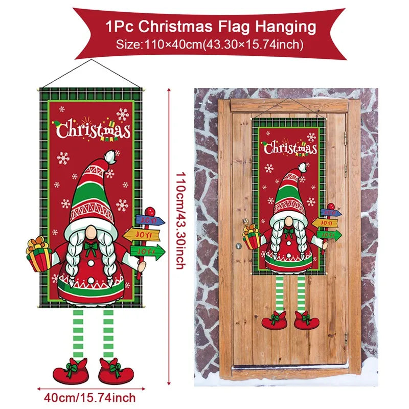 2025 Christmas Hanging Flag Banner For Door Decorations