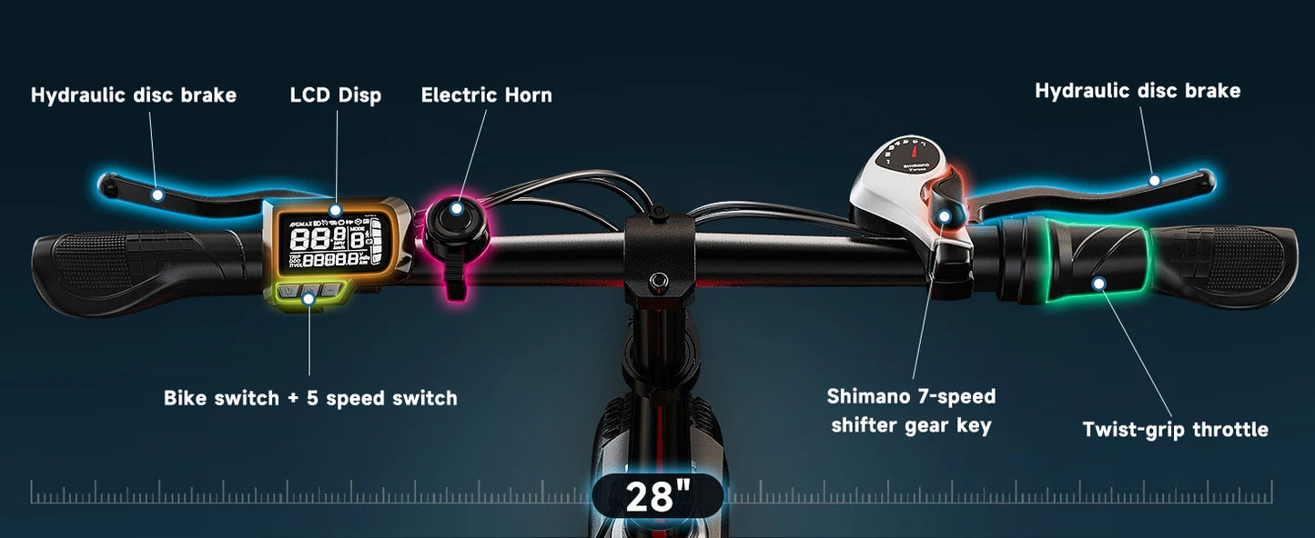 1000W Folding Electric Bike With Removable 48V 20Ah Battery