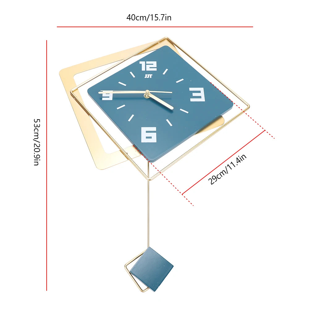 Modern Metal Large Wall Clock Silent Digital Hanging Home Art Decor Simple Green Pendulum Watch