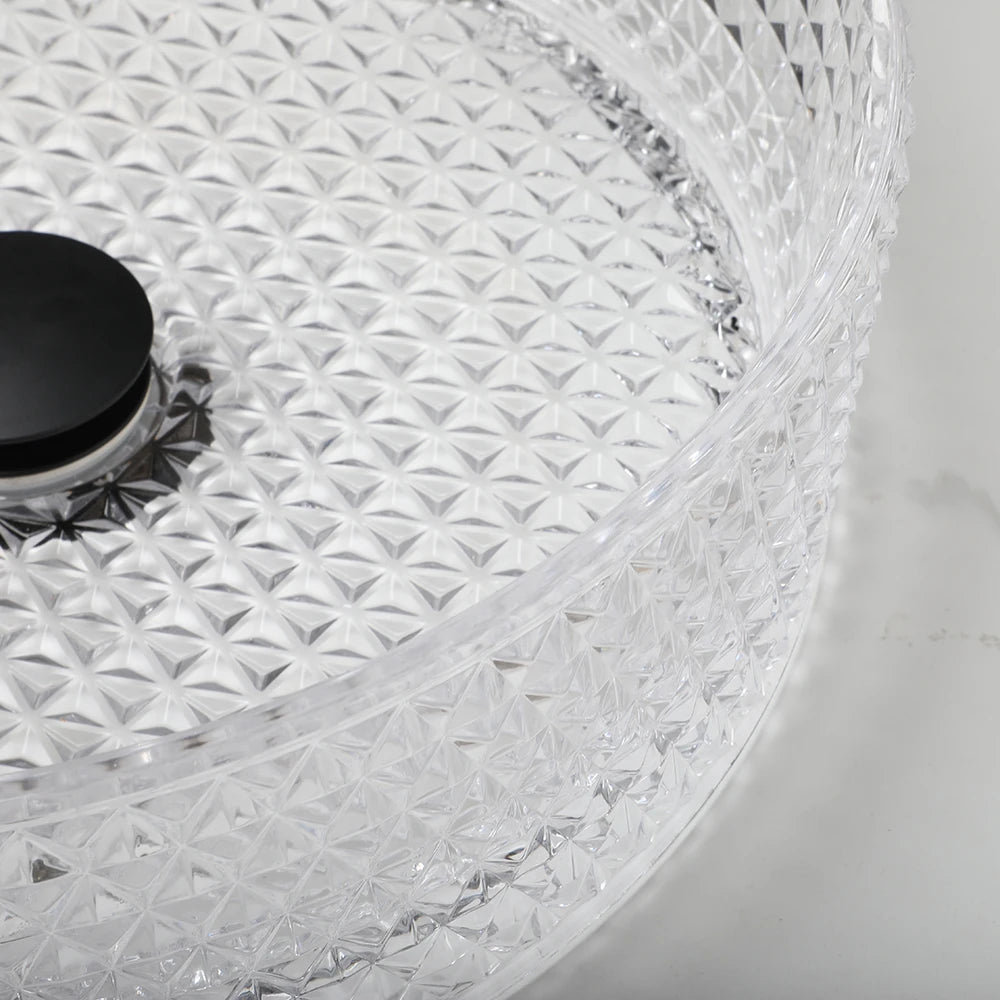 ZAPPO Black Glass Vessel Sink With Deck Mount Faucet