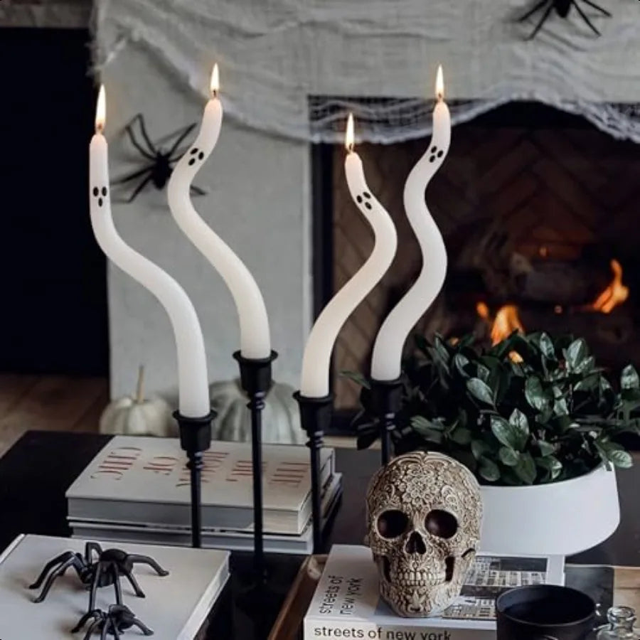 Halloween Ghost Taper Candles 4 Pack Centerpiece Decor