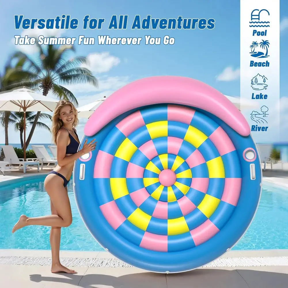 Extra Large Heavy Duty Round Pool Float For Adults With Cup Holders Rivers Lakes
