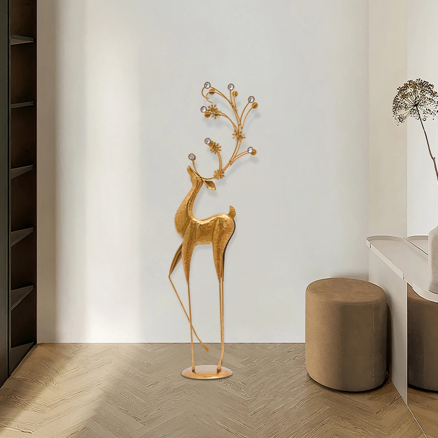 House Studio Gold Reindeer Statue Christmas Decor Indoor