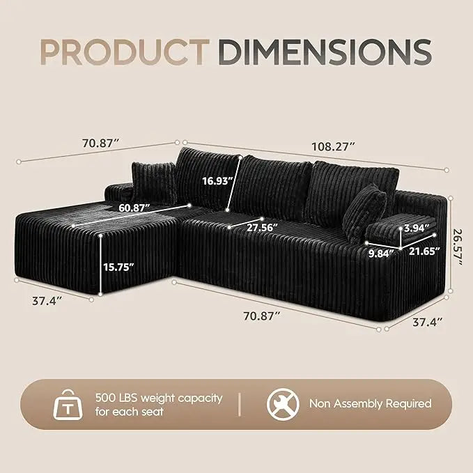 Modular Sectional Sofa L Shaped Memory Foam Living Room