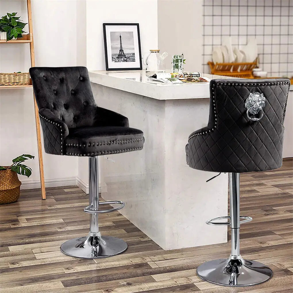 LUVODI Luxury Velvet Bar Stool With 360 Swivel Gas Lift