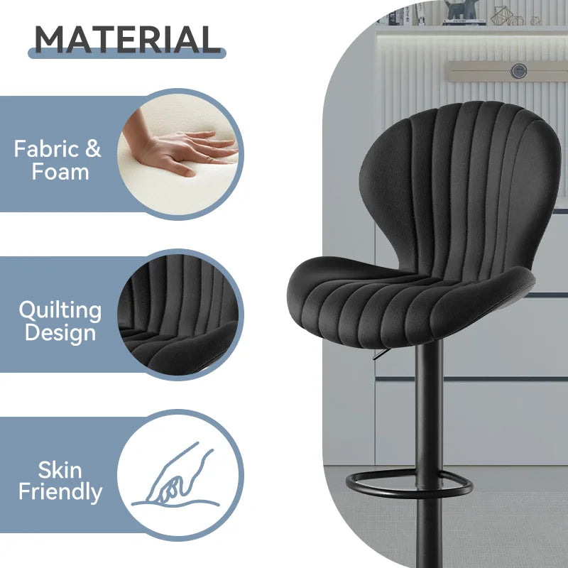 Modern Dining Chair Set 2 Pieces Bar Stools With Backrest