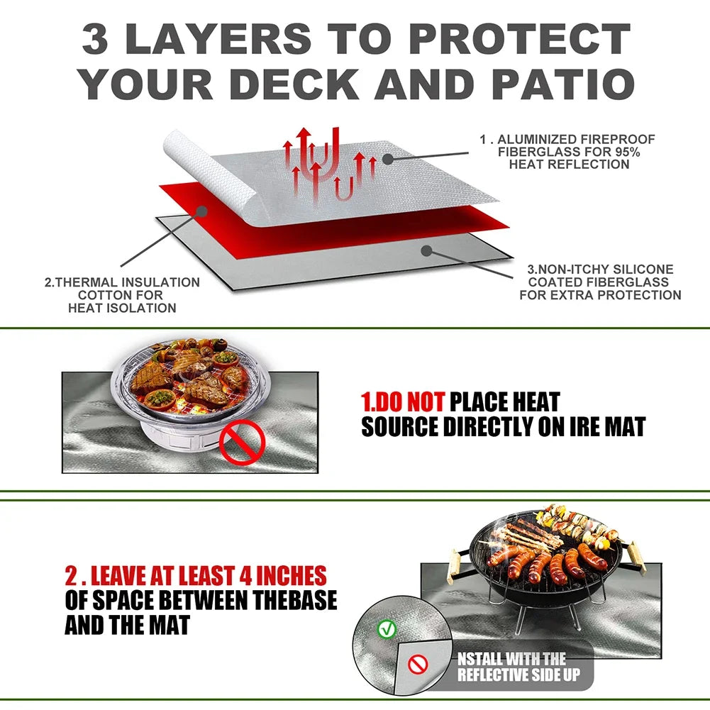 100x100cm Fire Pit Mat Heat Resistant Fire Retardant Pad