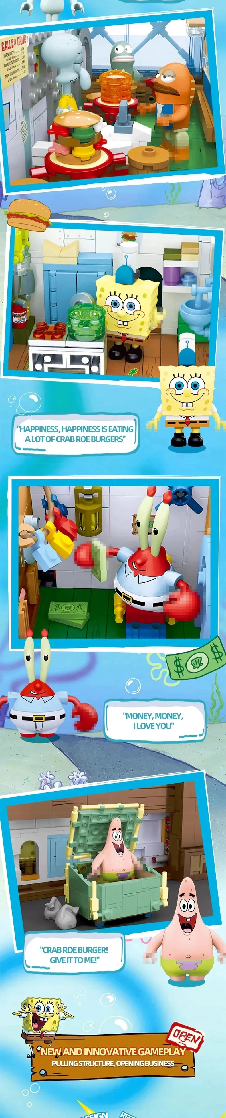 SpongeBob Patrick Star Krusty Krab Light Blocks Set