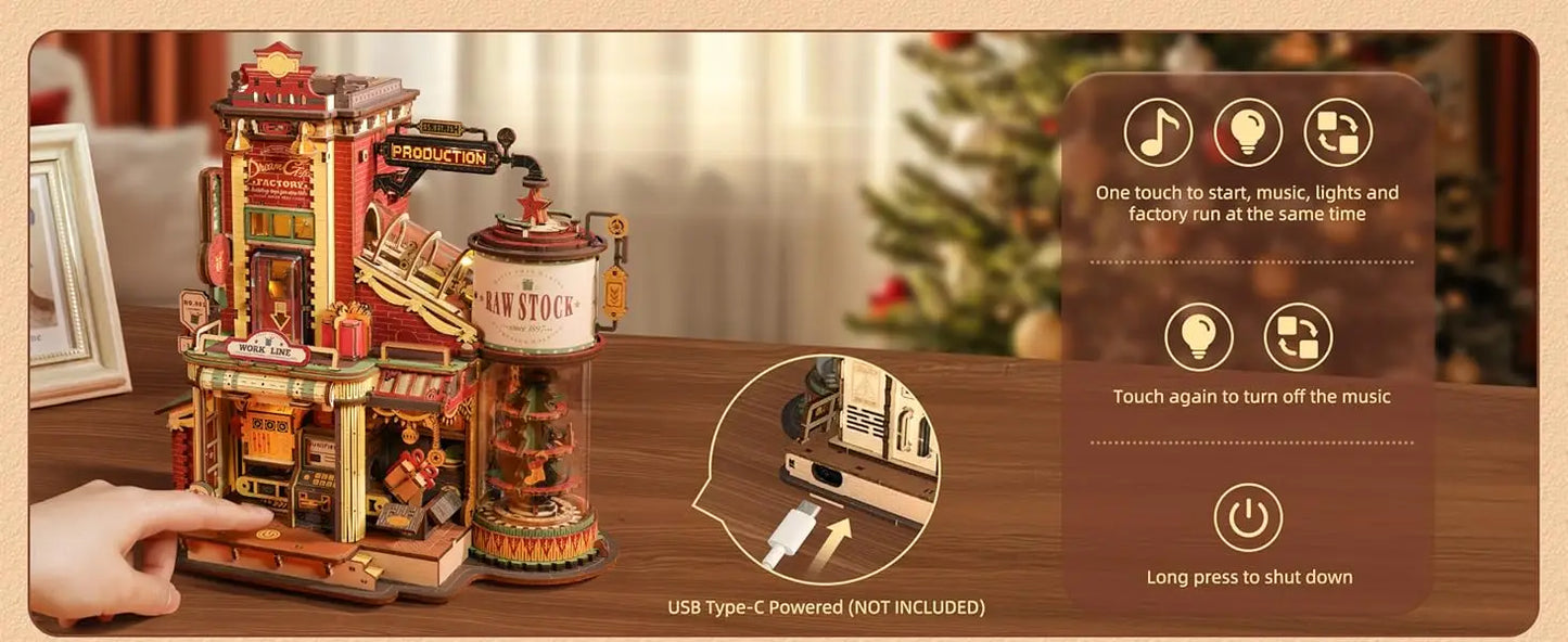 Robotime Rokr Wooden Music Box Dream Gift Factory 3D Kit