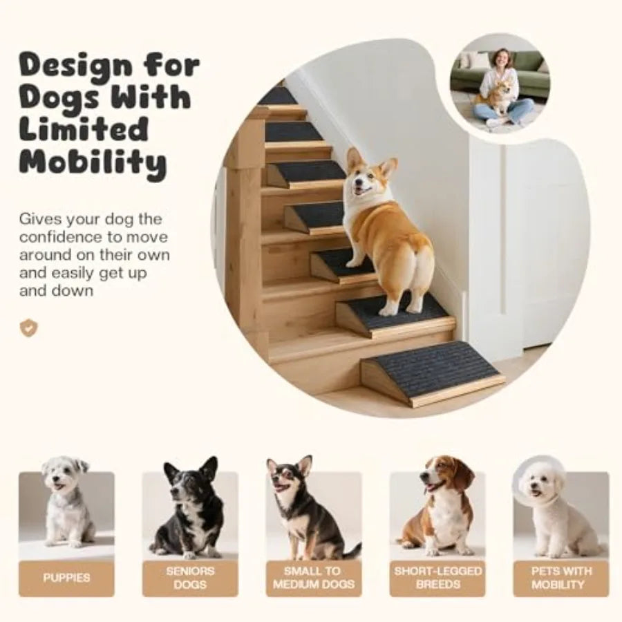 4 Pack Carpeted Anti Slip Low Angle Dog Ramp For Small Dogs Brown