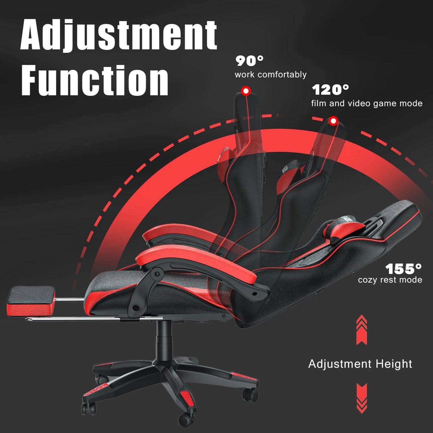 Gaming Chair With Footrest Ergonomic Lumbar Cushion Headrest
