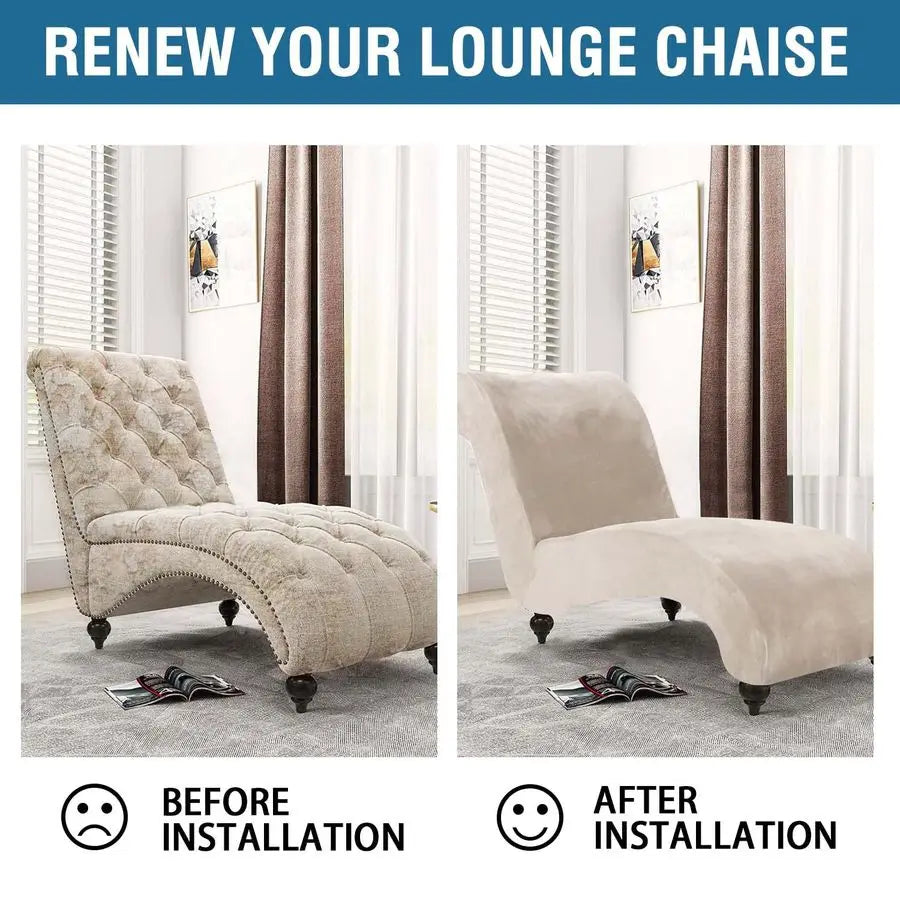 Indoor Velvet Armless Chaise Lounge Cover High Stretch Slipcover for Living Room