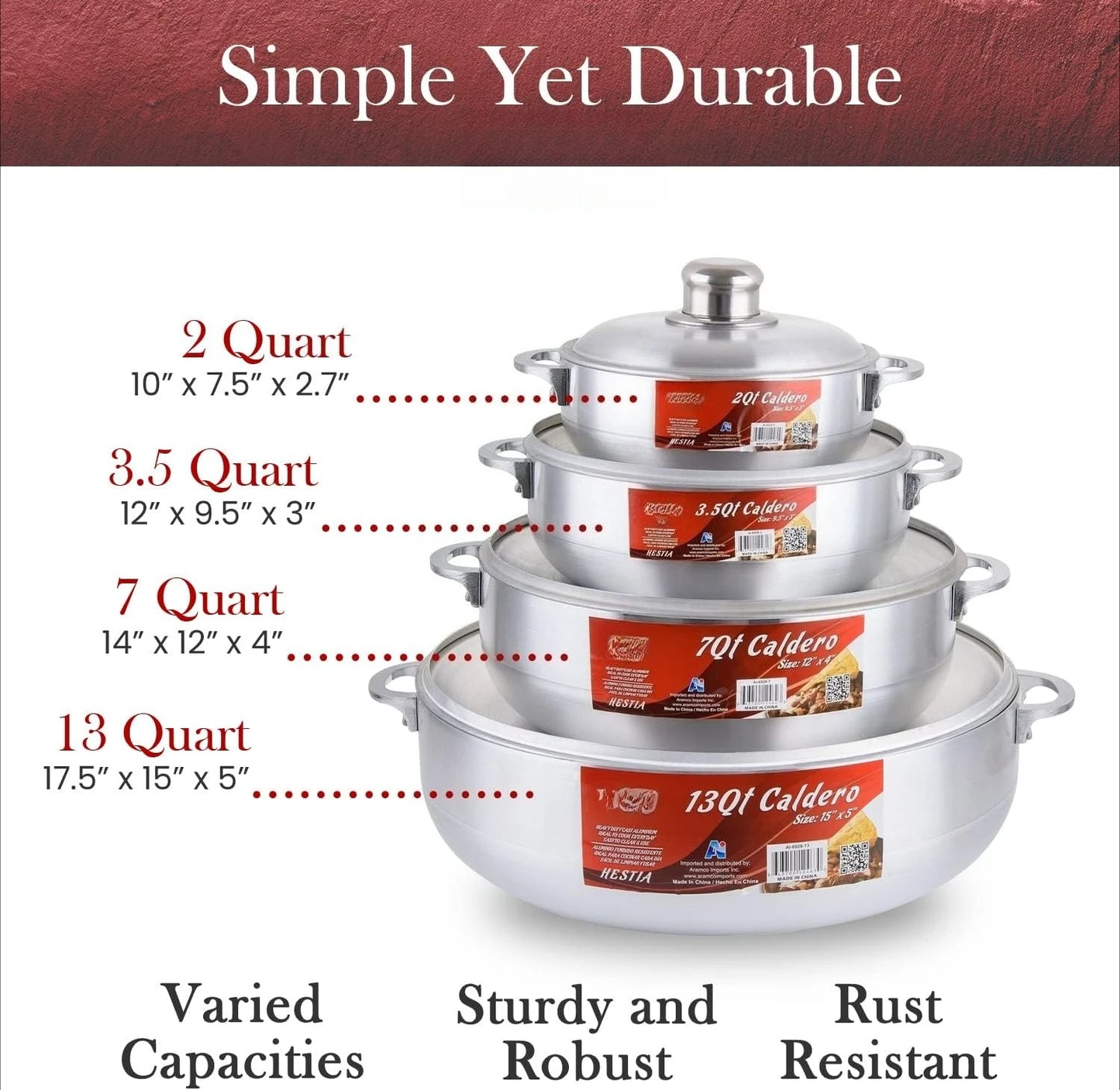 8 Piece Aluminum Caldero Set Durable Nonstick Stock Pots with Lids Versatile Dutch Oven Cookware for Everyday Home Cooking