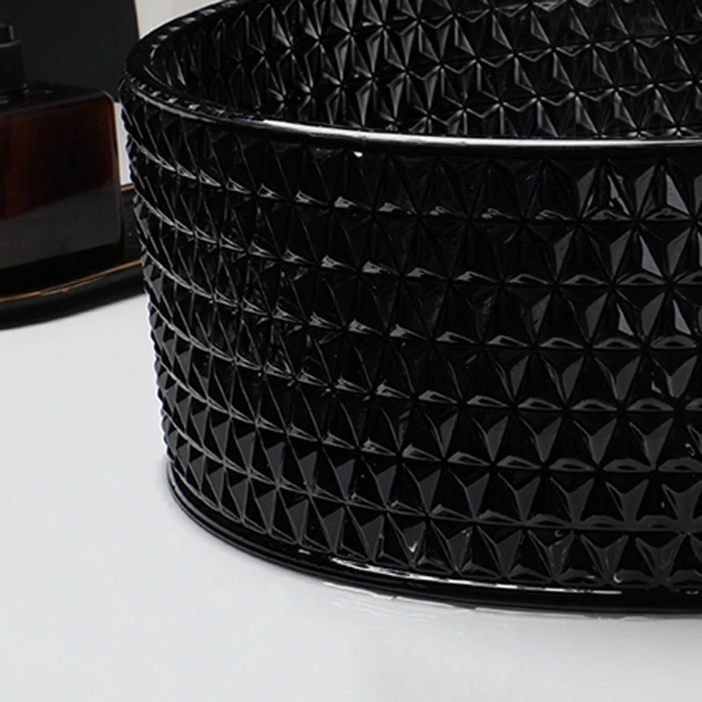 ZAPPO Black Glass Vessel Sink With Deck Mount Faucet