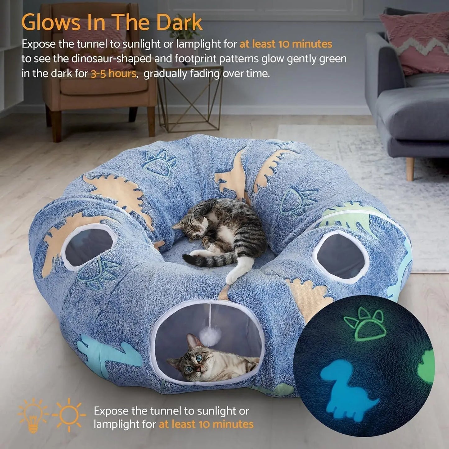 Maxetodo Cat Tunnel With Washable Bed 4 Entry Points