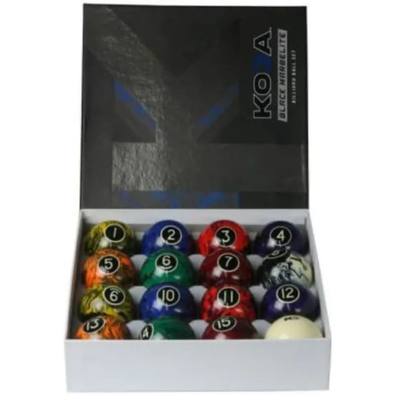 Koda Sports Black Marble Swirl 16 Ball Billiards Pool Set