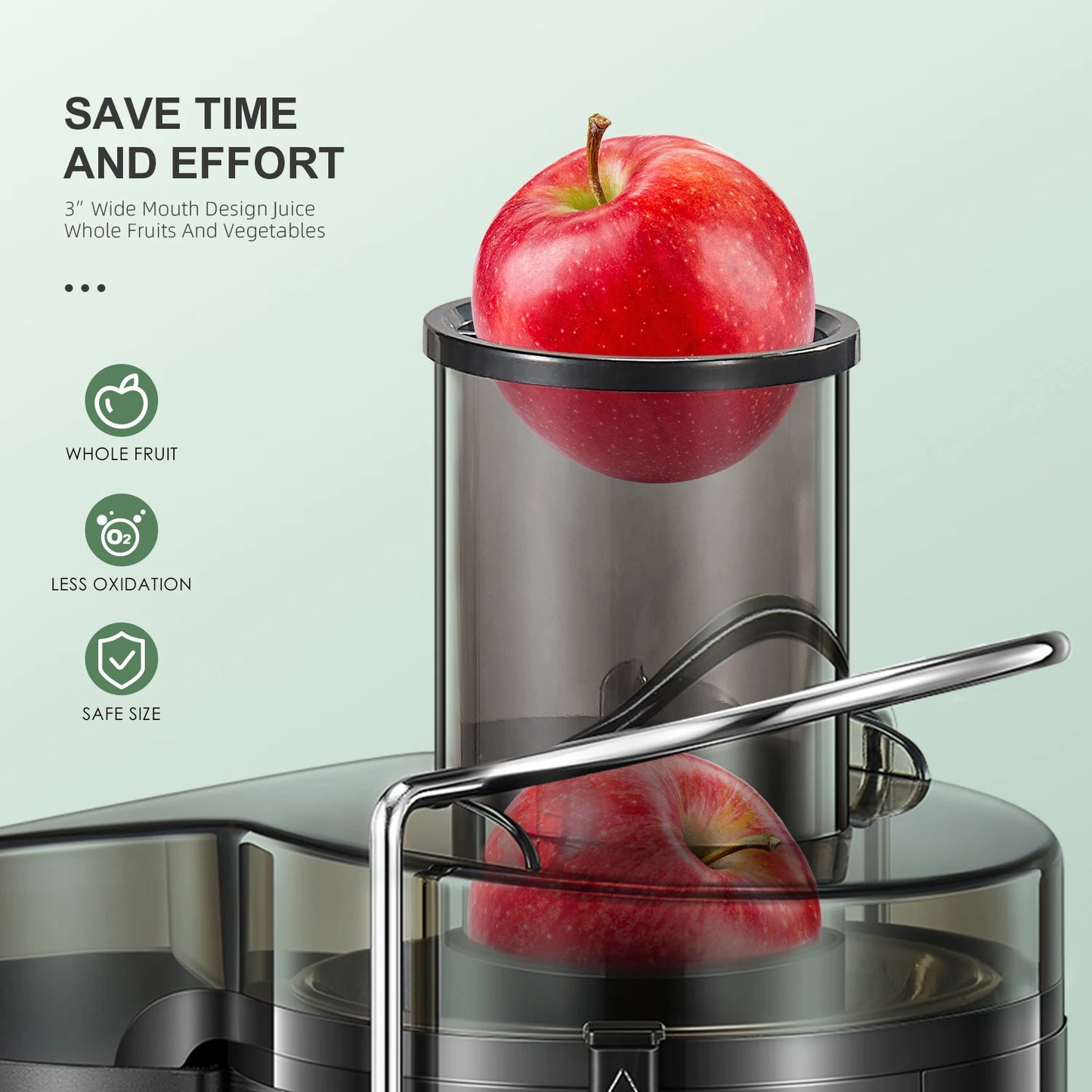Qcen Juicer Machine 500W Centrifugal Juicer Extractor with Wide Mouth 3 Inch Feed Chute for Fruit and Vegetable Easy to Clean