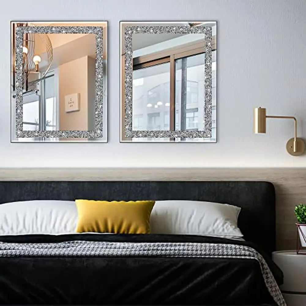 Crystal Crush Diamond Mirror 16x20 Luxury Wall Mirror for Home Décor Accent in Bathroom Bedroom and Entryway