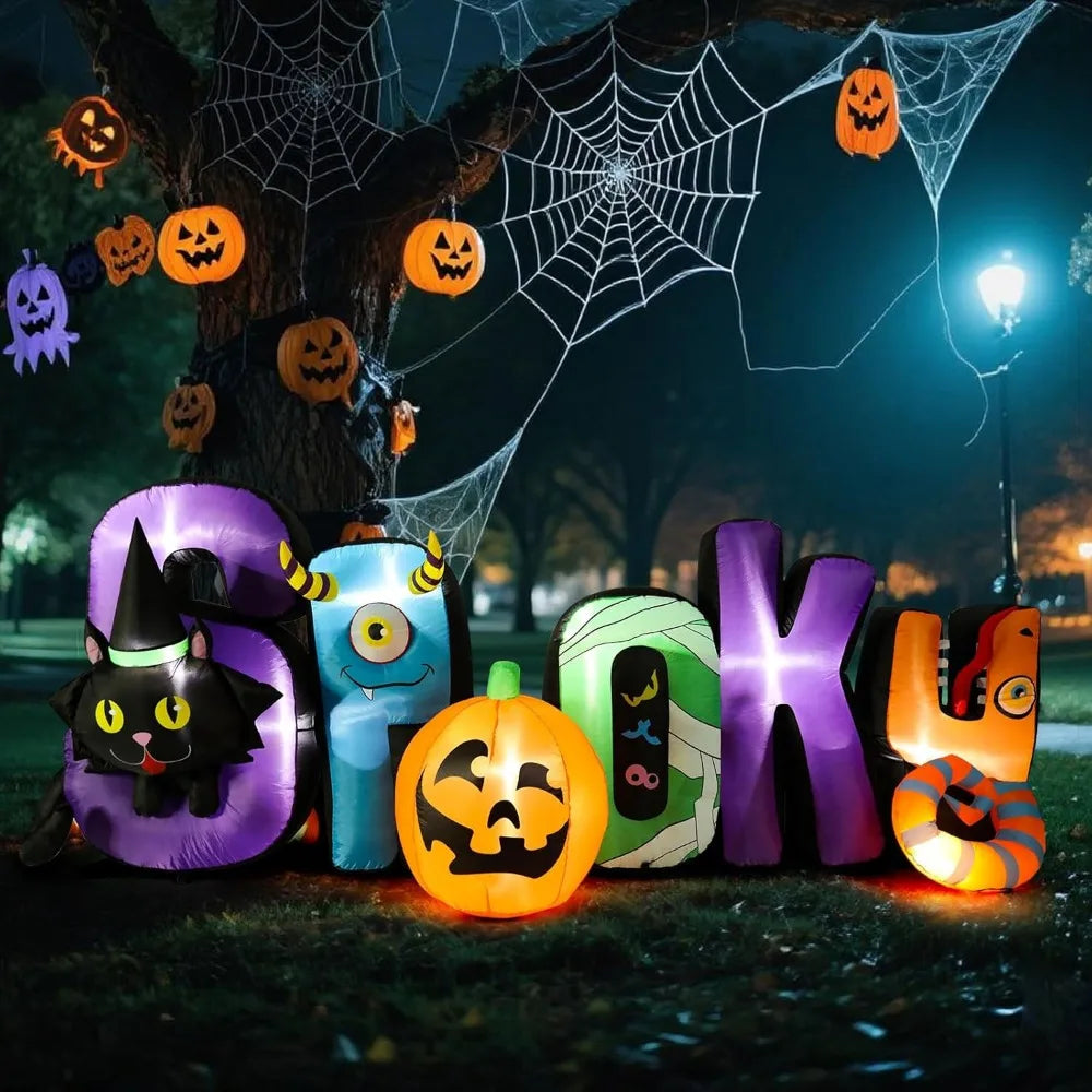 Halloween Inflatable Outdoor Decoration Black Cat Pumpkin