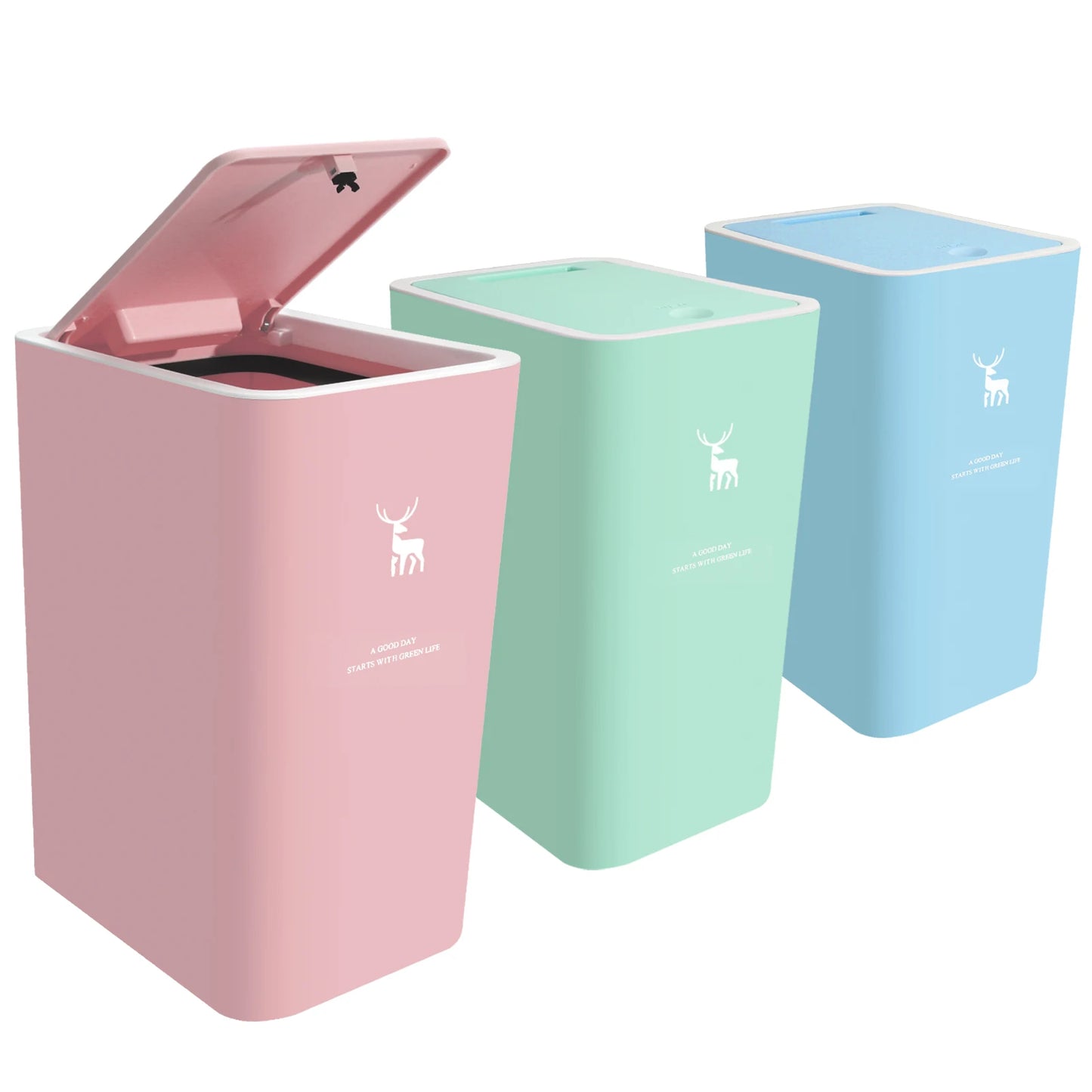 Trash Can With Lid 3 Pack 4 Gallons Press Top Dog Proof Bin