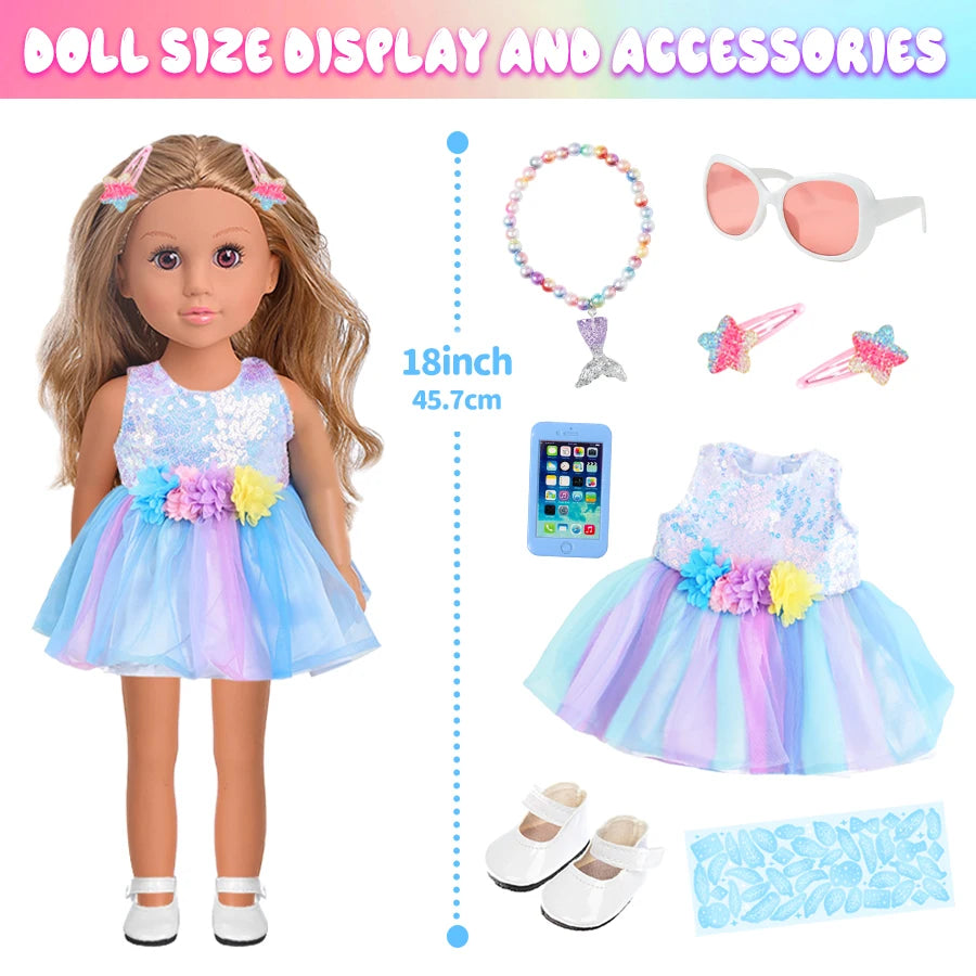 18 Inch Realistic Silicone Vinyl Reborn Girls Doll Dress Set