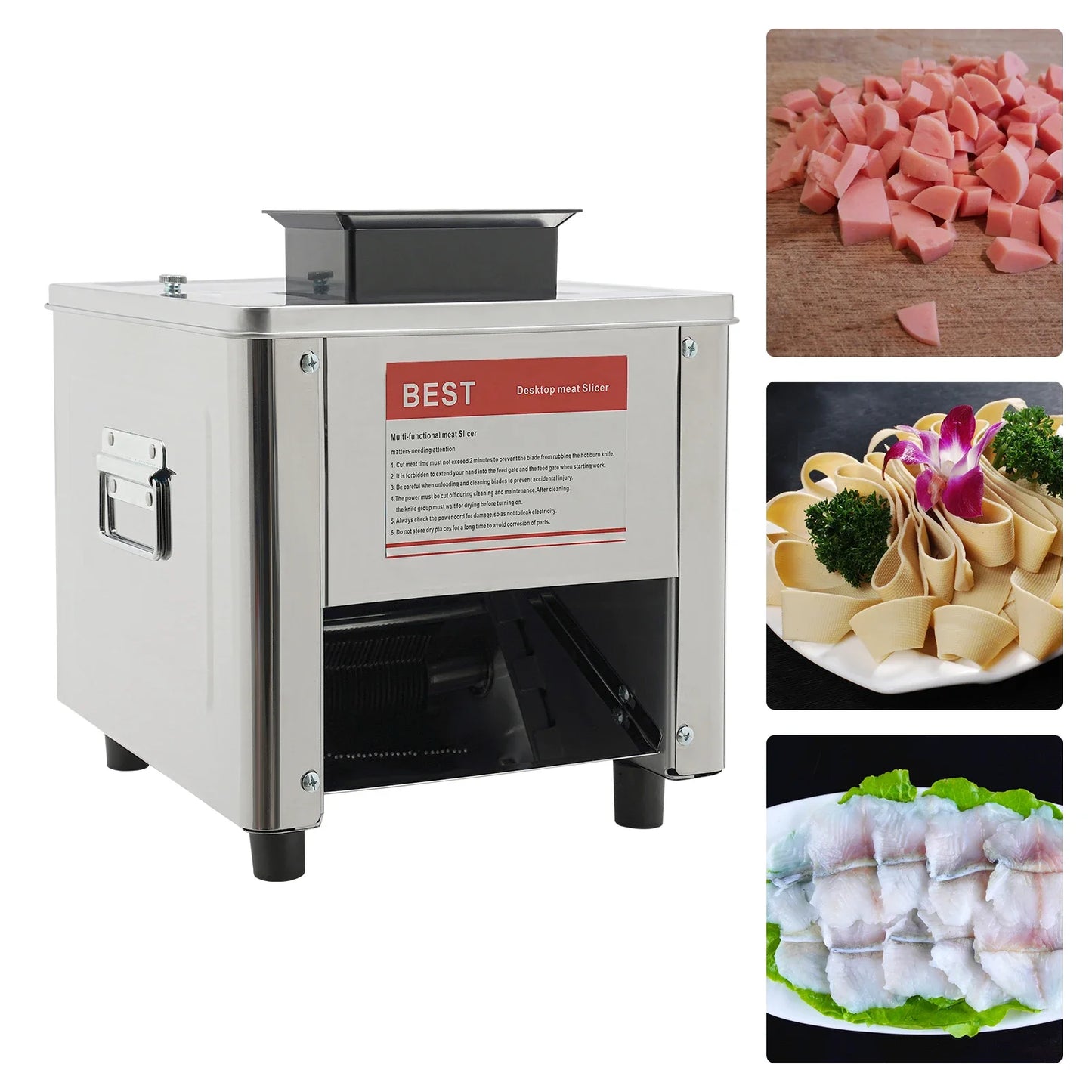 850W Electric Meat Cutter Stainless Steel Slicer US 110V