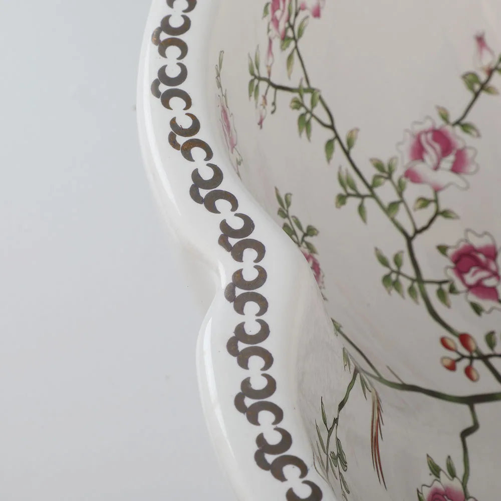 Jieni Art Ceramic Basin Set Blossoms Spring Brass Tap
