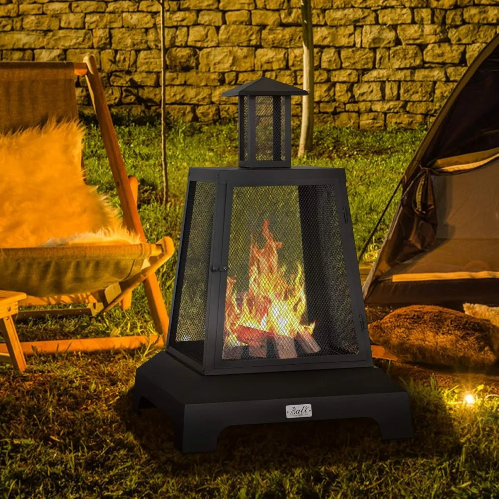 28 Inch Fire Pit Outdoor Wood Burning Patio Garden