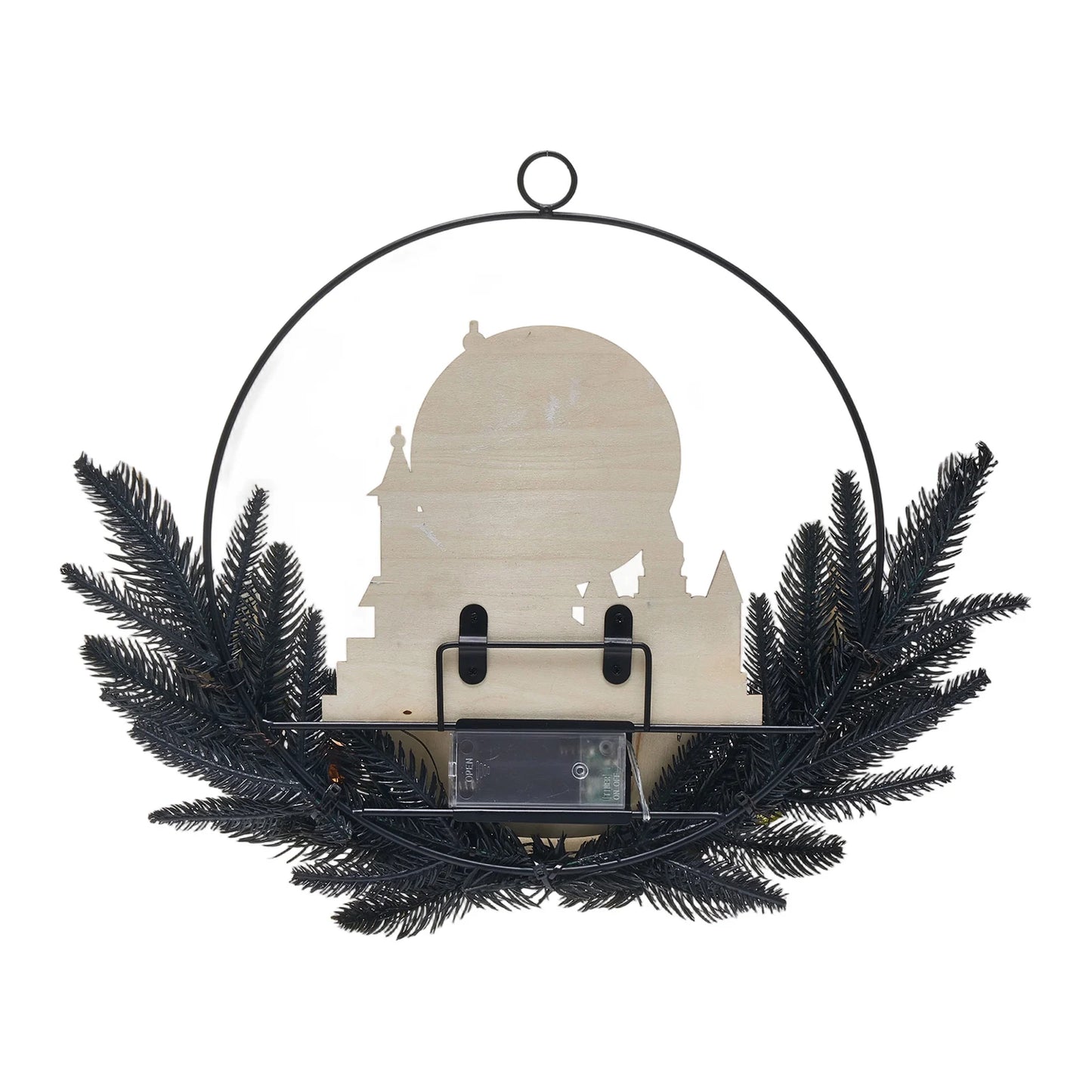 Spooky Halloween Hanging Sign with Glowing LED Lights Haunted House and Ghostly Pumpkin Design Perfect for Front Door Decoration