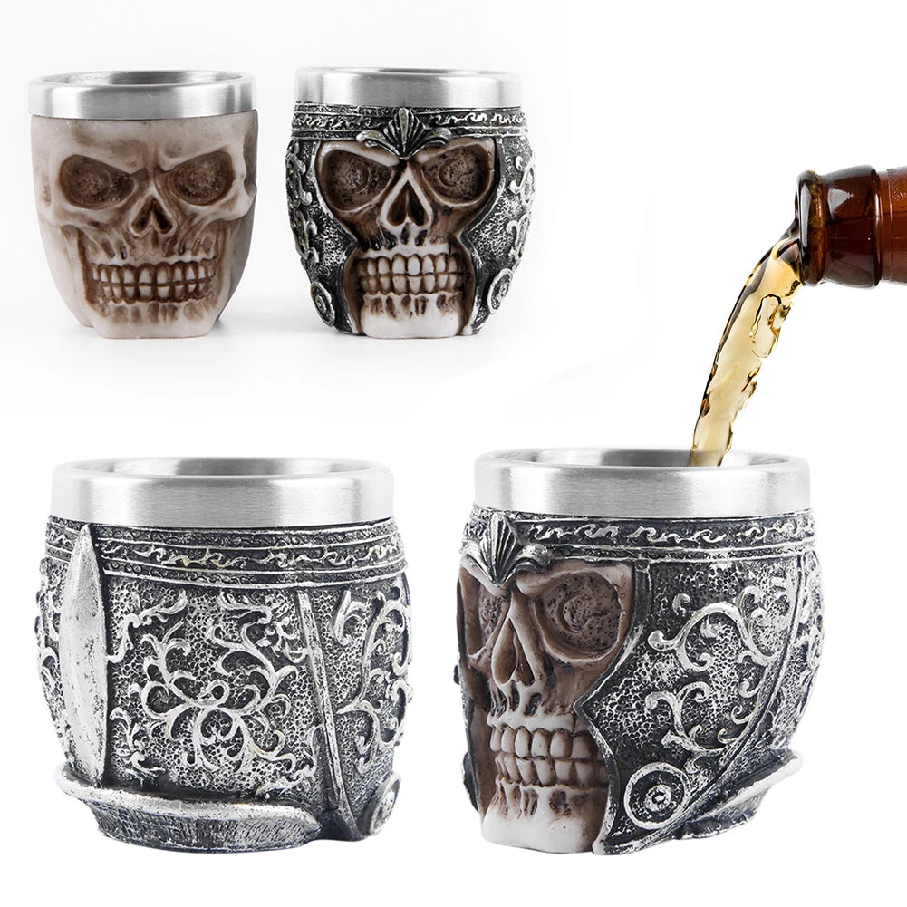 Gothic Skull Warrior Handleless Coffee Mug Heat Resistant