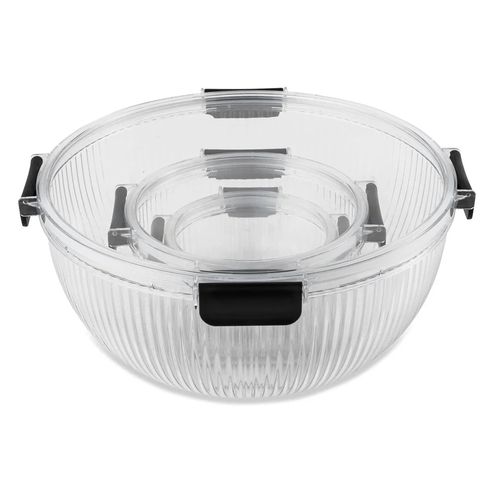 6 Piece Plastic Mixing Bowls Nesting Set With Airtight Lids