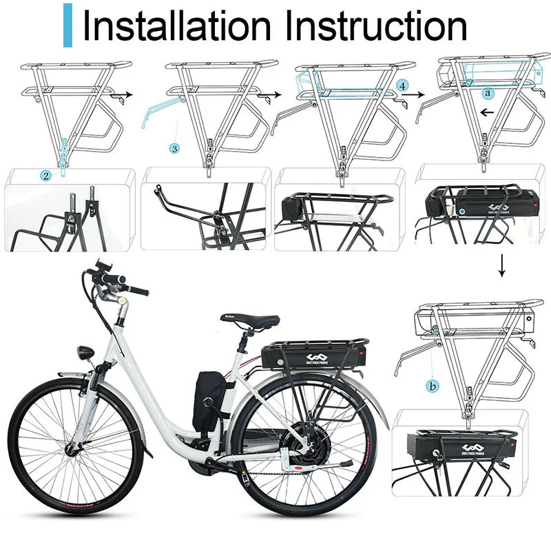 Rear Rack Ebike Battery 52V 48V 27Ah 20Ah Optional