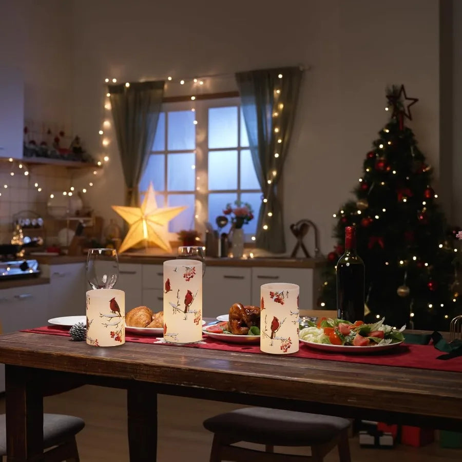 Flameless LED Candles With Timer 3D Wick Halloween Pillar