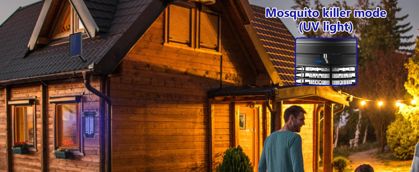 Solar Bug Zapper 2 In 1 Mosquito Killer Lamp Indoor Outdoor 4500V Solar Powered Rechargeable Fly Trap