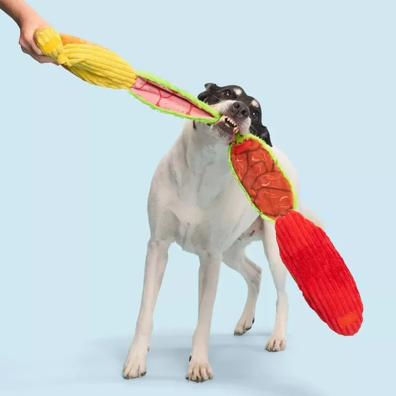 Big Bite Hoagie Dog Toy With Squeaker And Crinkle Layers
