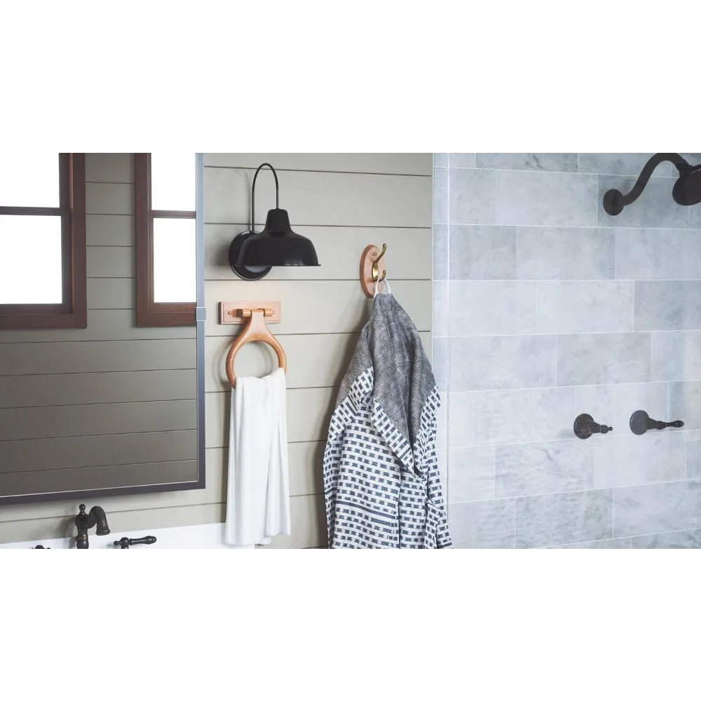 Bathroom Wall Mounted Towel Ring Honey Oak Easy Install