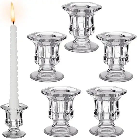 6 Pack Clear Glass Candle Holders Tea Light Centerpieces