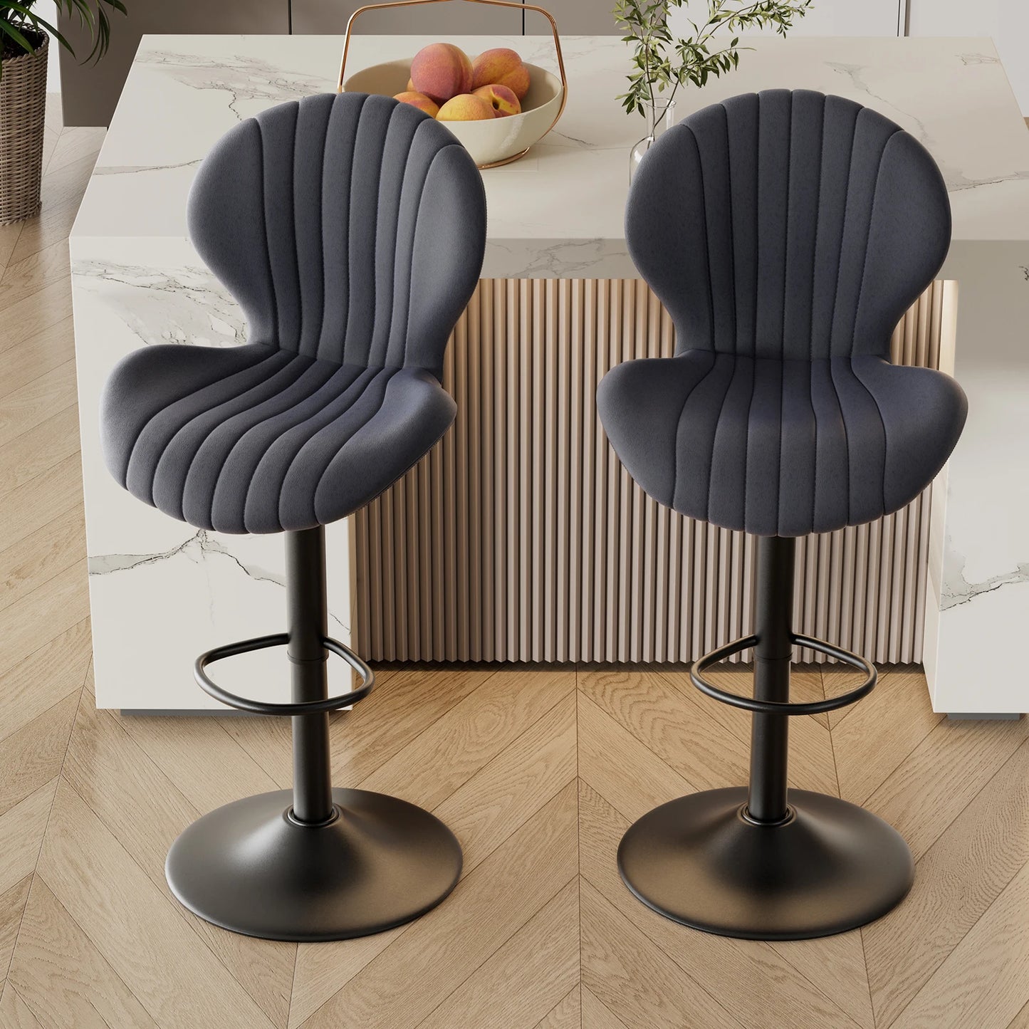 Modern Dining Chair Set 2 Pieces Bar Stools With Backrest
