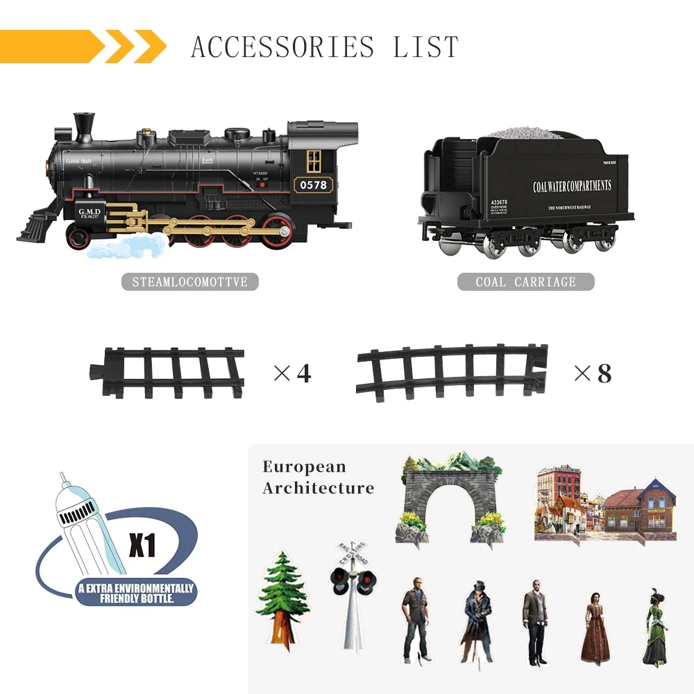 Xiaobella RC Train Toys Remote Control Steam Locomotive Simulation For Children