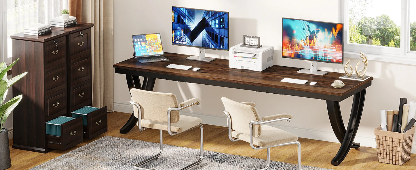 78 Inch L Shaped Desk Modern Executive Desk With Cabinet