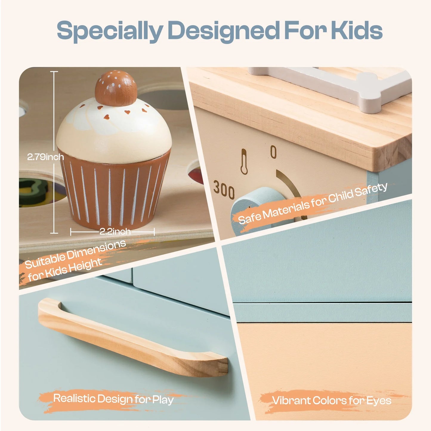 Robotime Robud Wooden Kitchen Washer Playset For Kids Blue