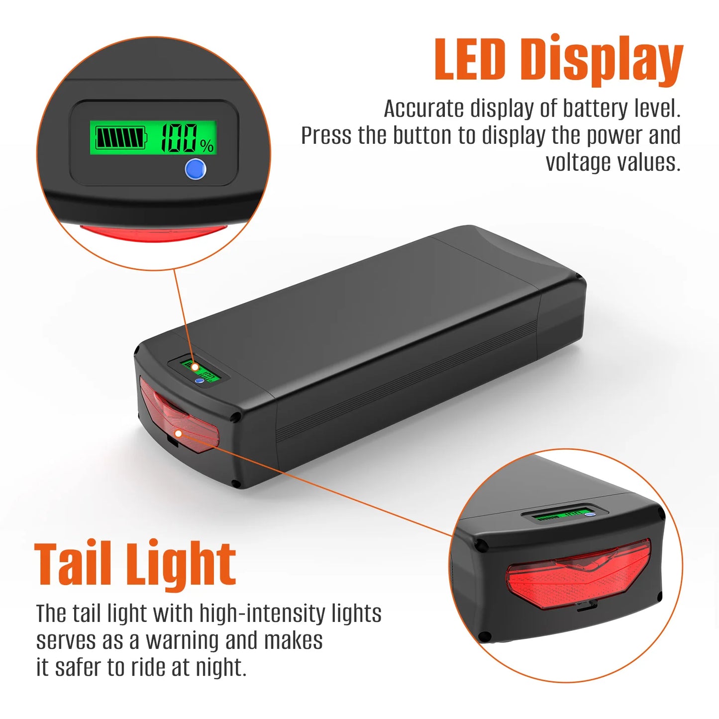 EU Stock Rear Rack Ebike Battery Li Ion 21700 Pack 36V 48V
