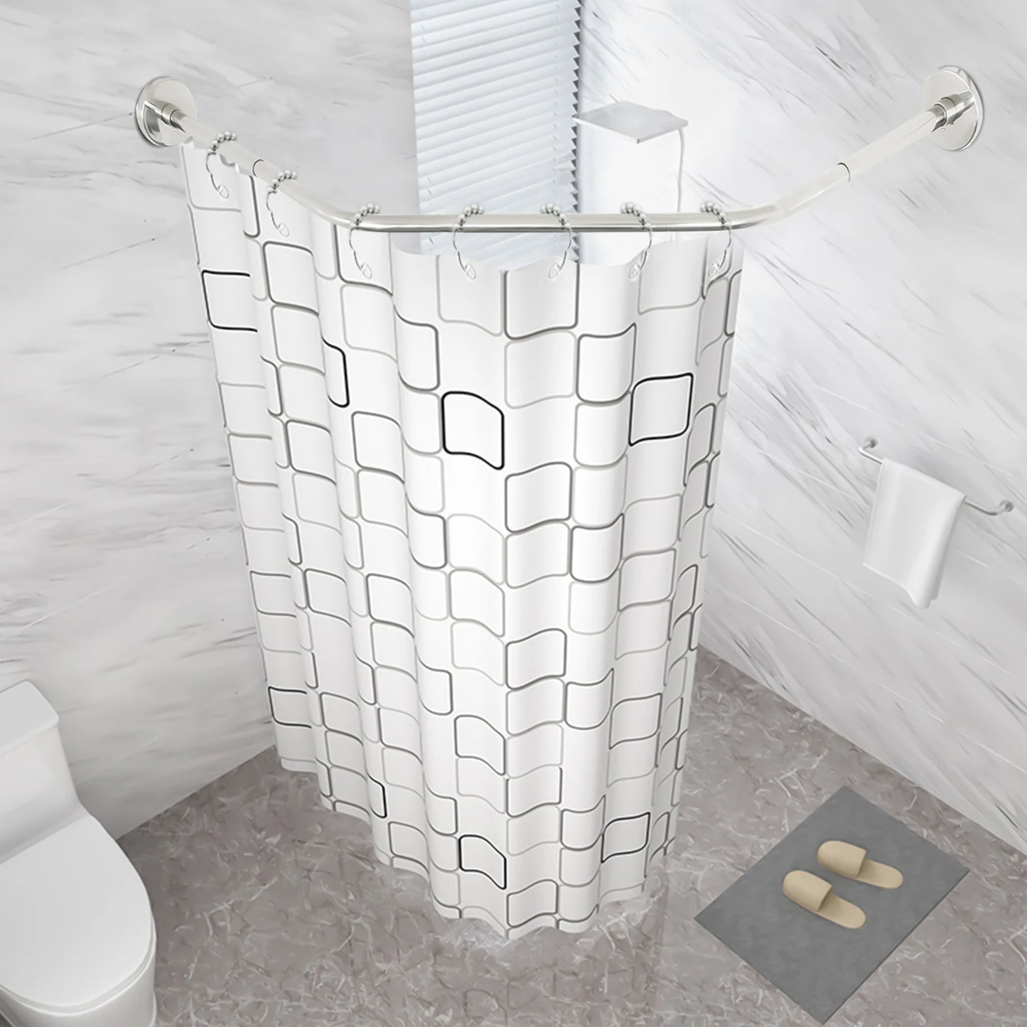 Wall Mounted Shower Curtain Rod 45 To 75CM Waterproof