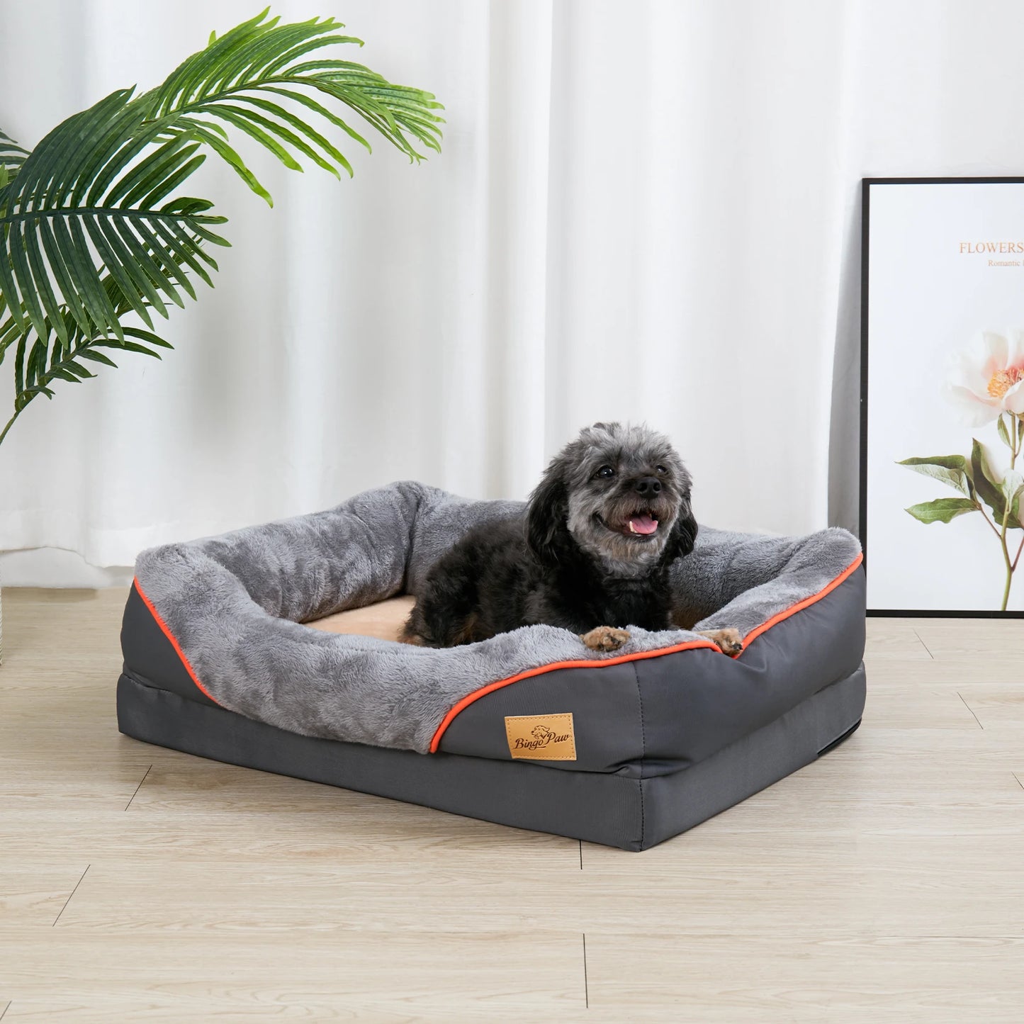 L XL 2XL 3XL Dog Bed Super Soft Orthopedic Foam Pet Bed Sleeping Mat with Cotton Padded Bolster and Removable Cover