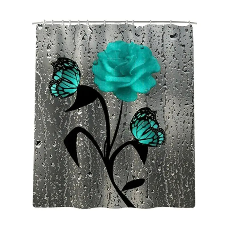 Four Piece Floral Polyester Bathroom Accessory Set Non Slip