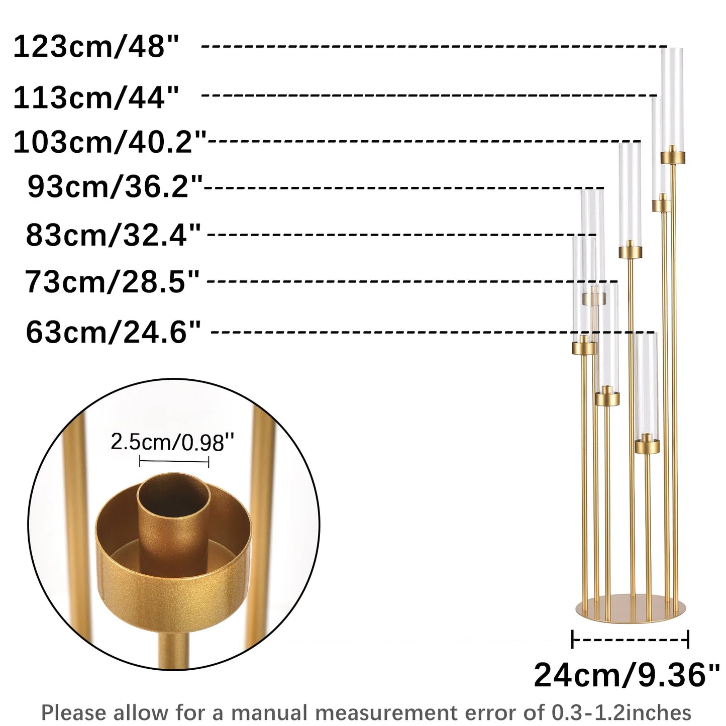 Gold 7 Arm Floor Candelabra 48 Inch Wedding Centerpieces