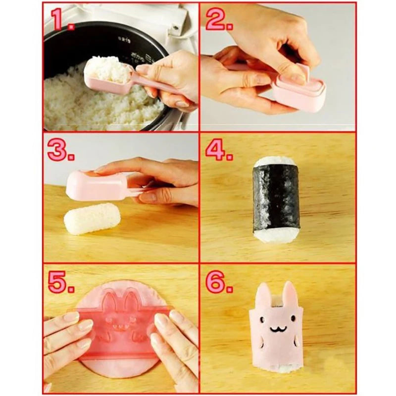 Creative 5 In 1 Cartoon Rice Ball Mold Onigiri Cutter