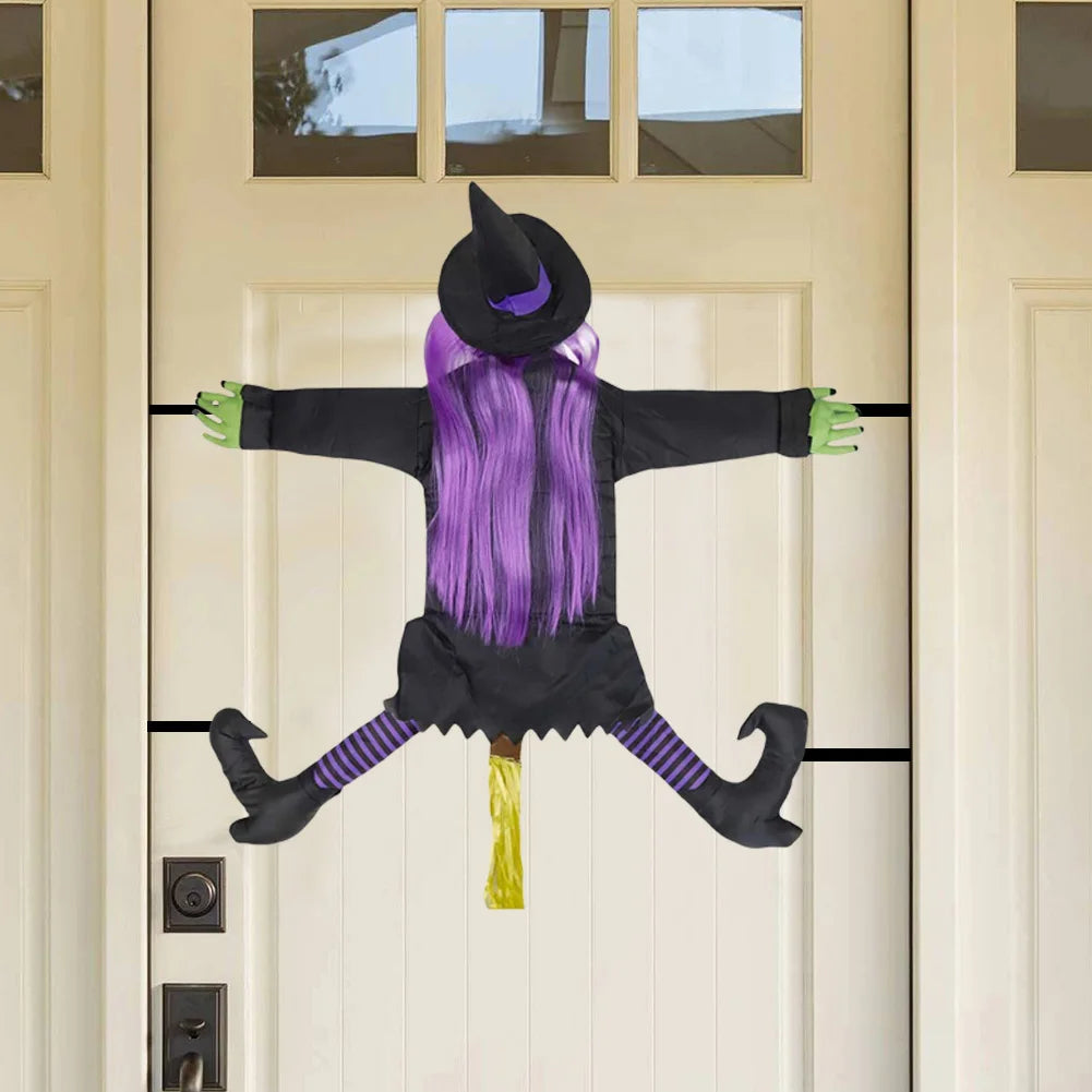Halloween Crashing Witch Into Tree Outdoor Decoration With Light Flying Witch Lawn Patio Garden Decor