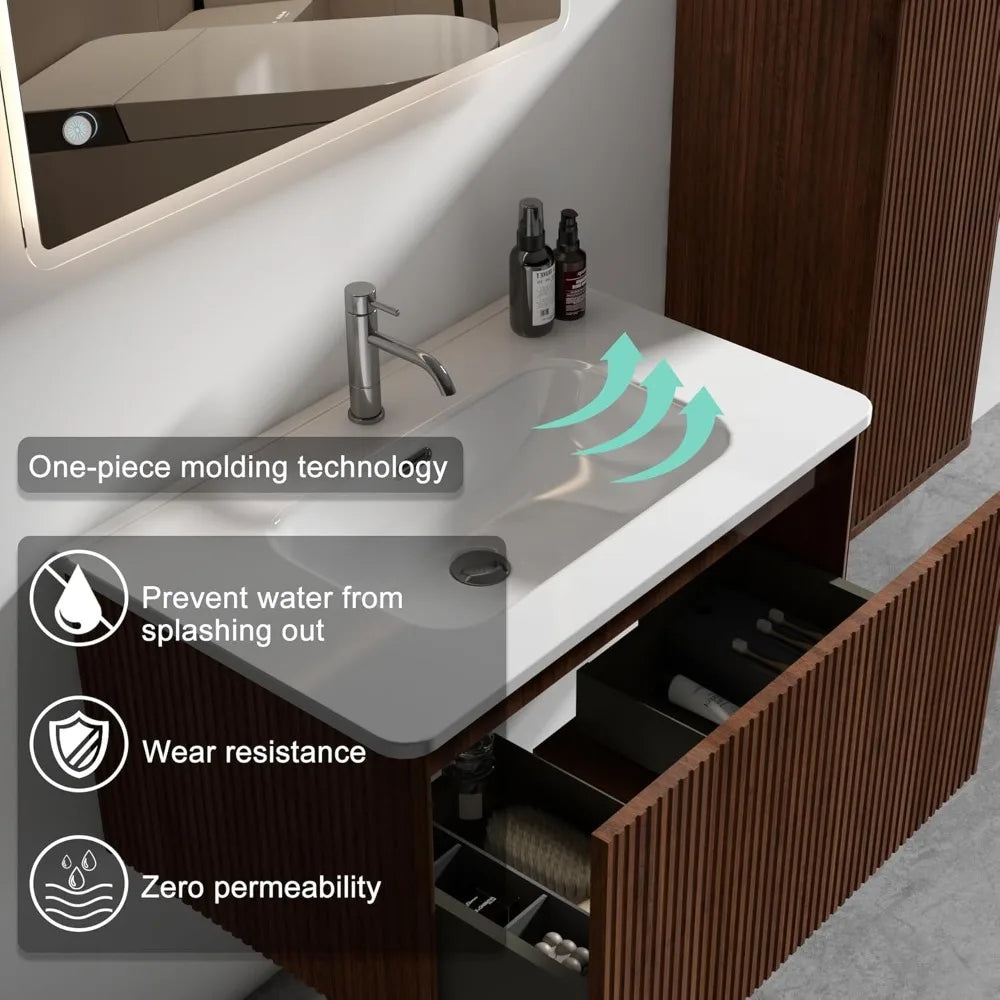 Floating Wall Mounted Bathroom Vanity With Sink And Storage