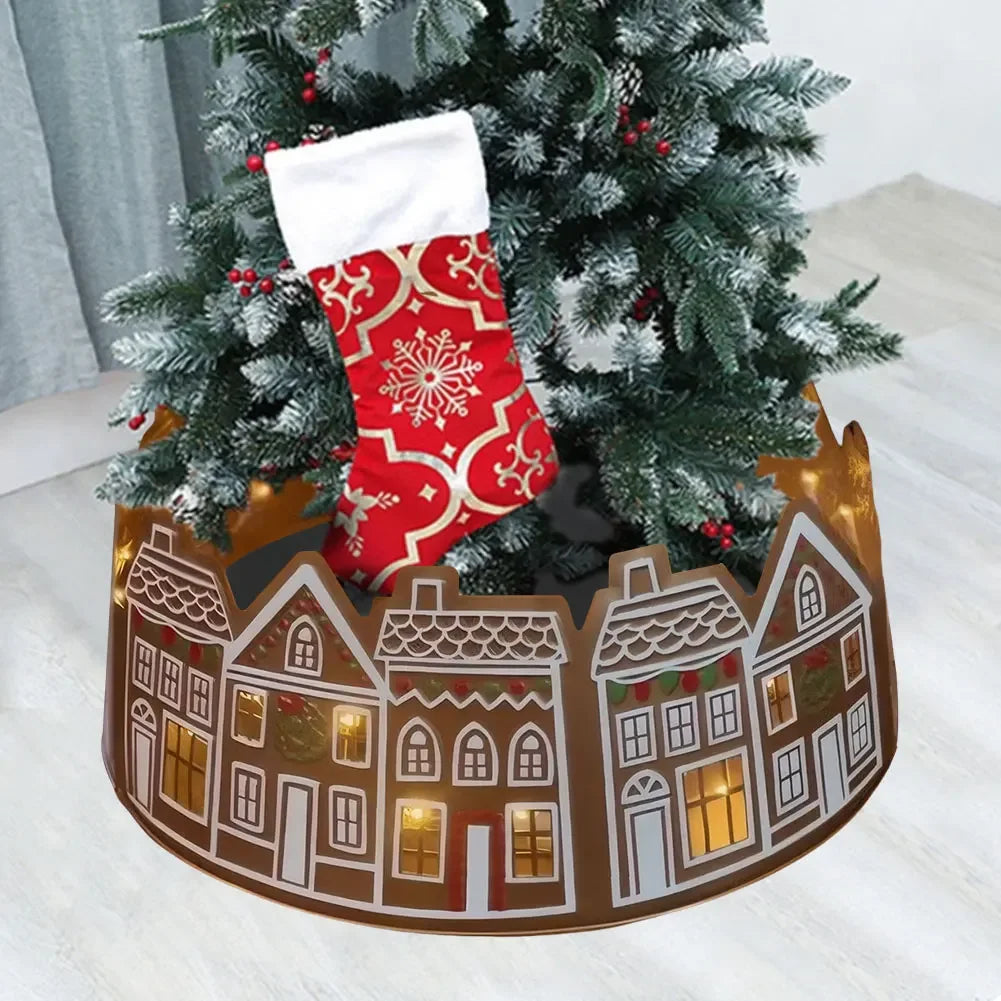 Gingerbread House Tree Collar With LED Lights Skirt
